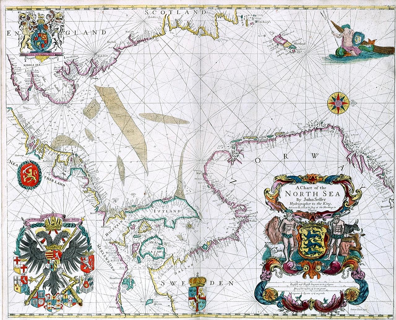 Map of the coasts of the North Sea